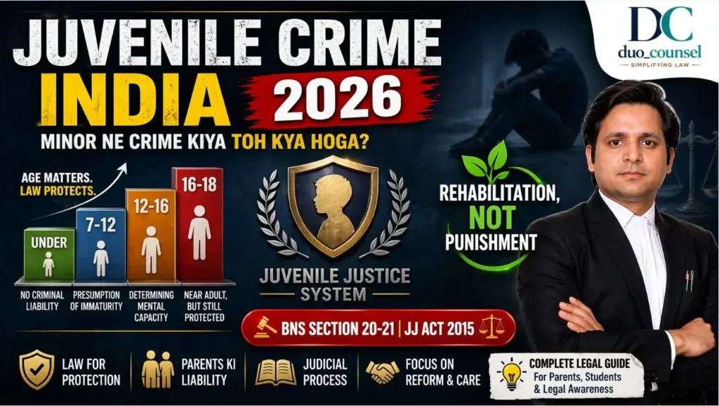 juvenile crime India 2026 BNS Section 20 21 JJ Act minor crime parents liability observation home complete guide