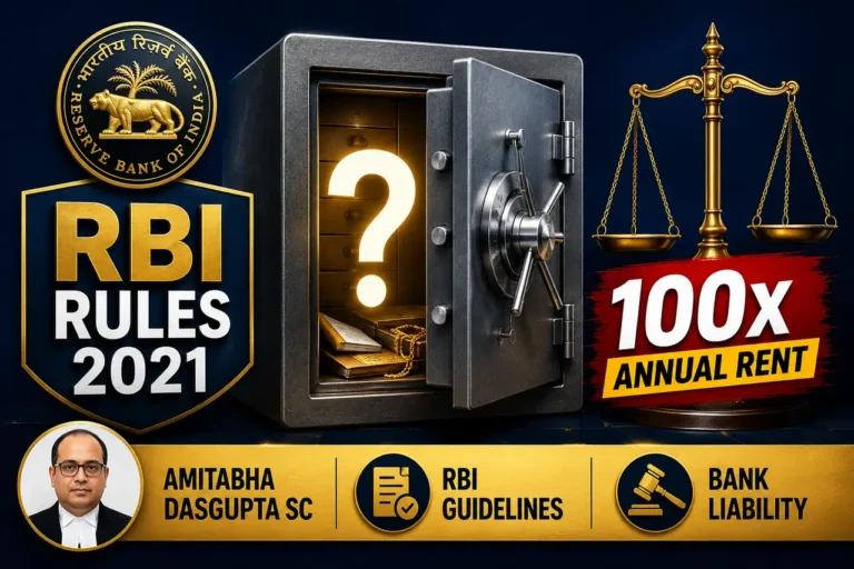 bank locker ke rules India chori nuksan bank liability RBI 2021 rules Amitabha Dasgupta Supreme Court 100x rent compensation