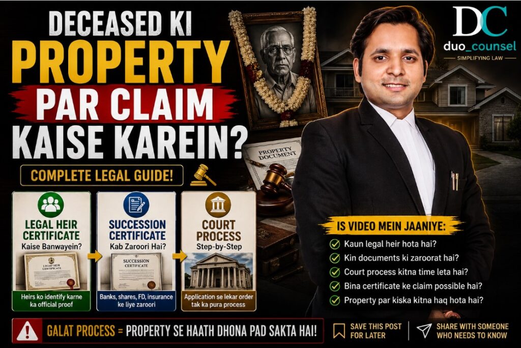 deceased ki property par claim kaise karein legal heir certificate succession certificate SDM court process India