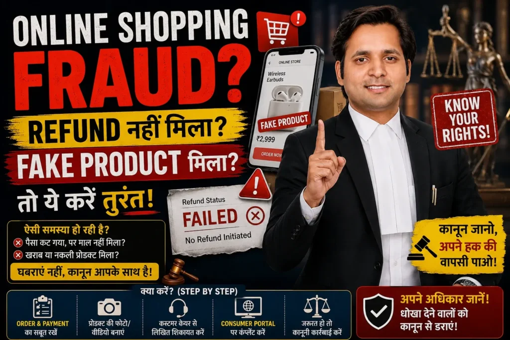 online shopping fraud India refund nahi mila fake product consumer protection act legal action complaint process